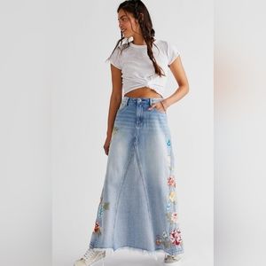 Driftwood Denim Maxi Skirt - Free People